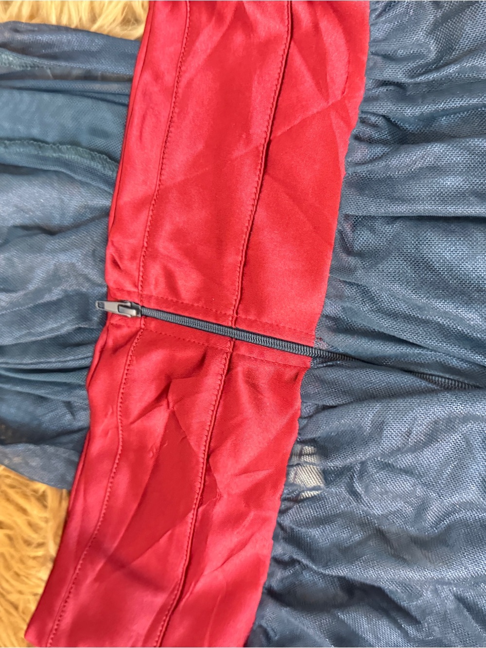 Forplay Metallic Teal Harem Pants with Red Waistband - Picture 11 of 13